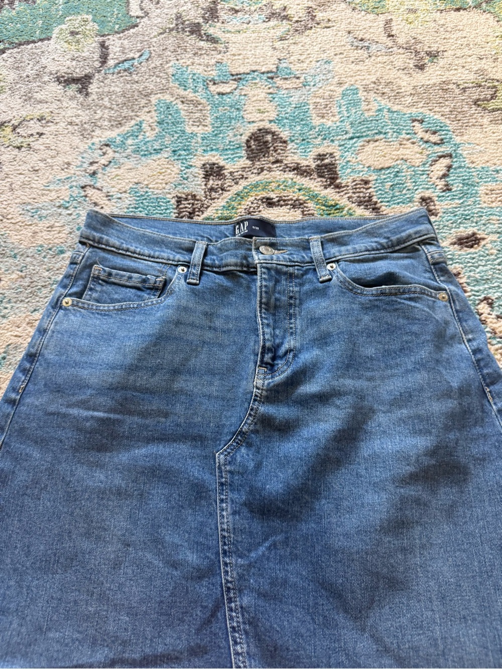 GAP Denim Maxi Skirt Women’s Size 6 Blue High Rise Front Slit A-Line Jean Skirt - Picture 5 of 8